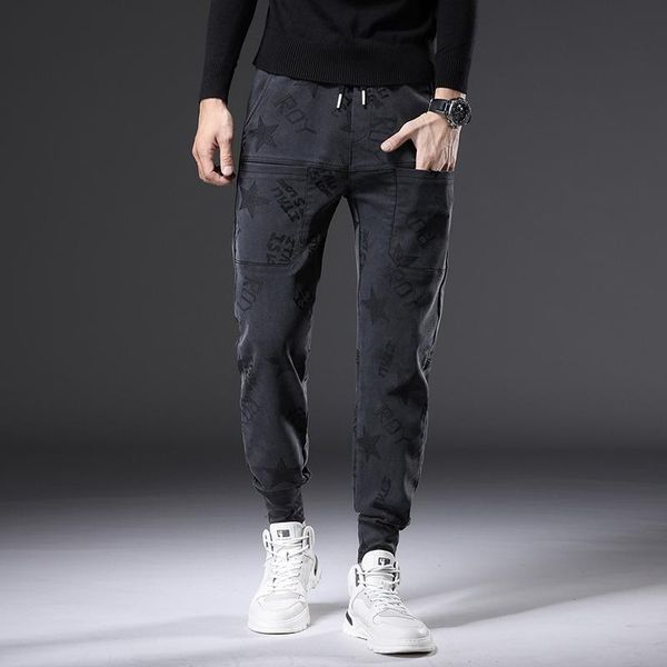 men's jeans men baggy denim sweatpants sportswear casual trouser pencil bottoms pants daily home street loose soft trousers -4xl, Blue